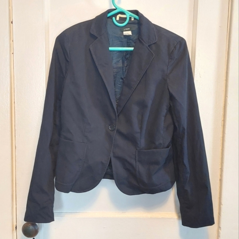 J. Crew Corduroy Cropped One Button Blazer in Black